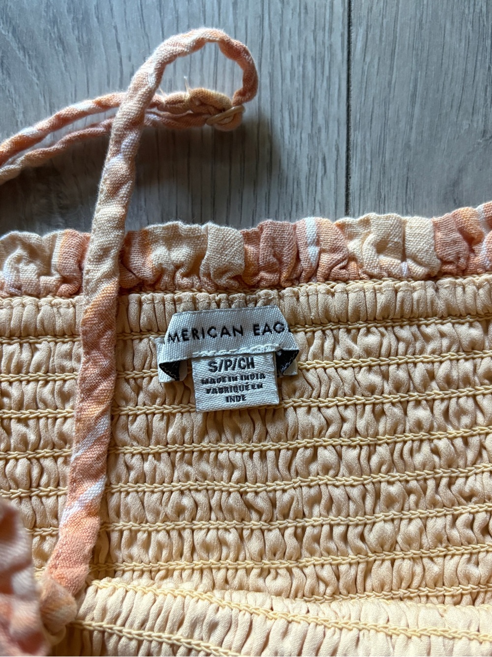 American Eagle Outfitters Peach & Cream Smocked Strap Dress - Picture 4 of 4